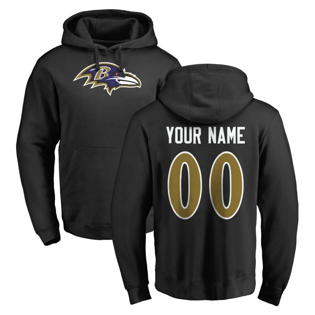 Perkns Custom B.Ravens Black Pullover Hoodie Any Name & Numbers Stitched Jerseys