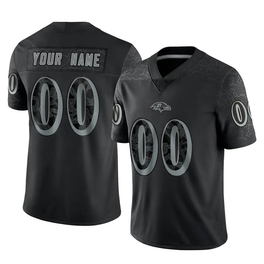 Perkns Custom B.Ravens Black RFLCTV Limited Any Name & Numbers Stitched Jerseys
