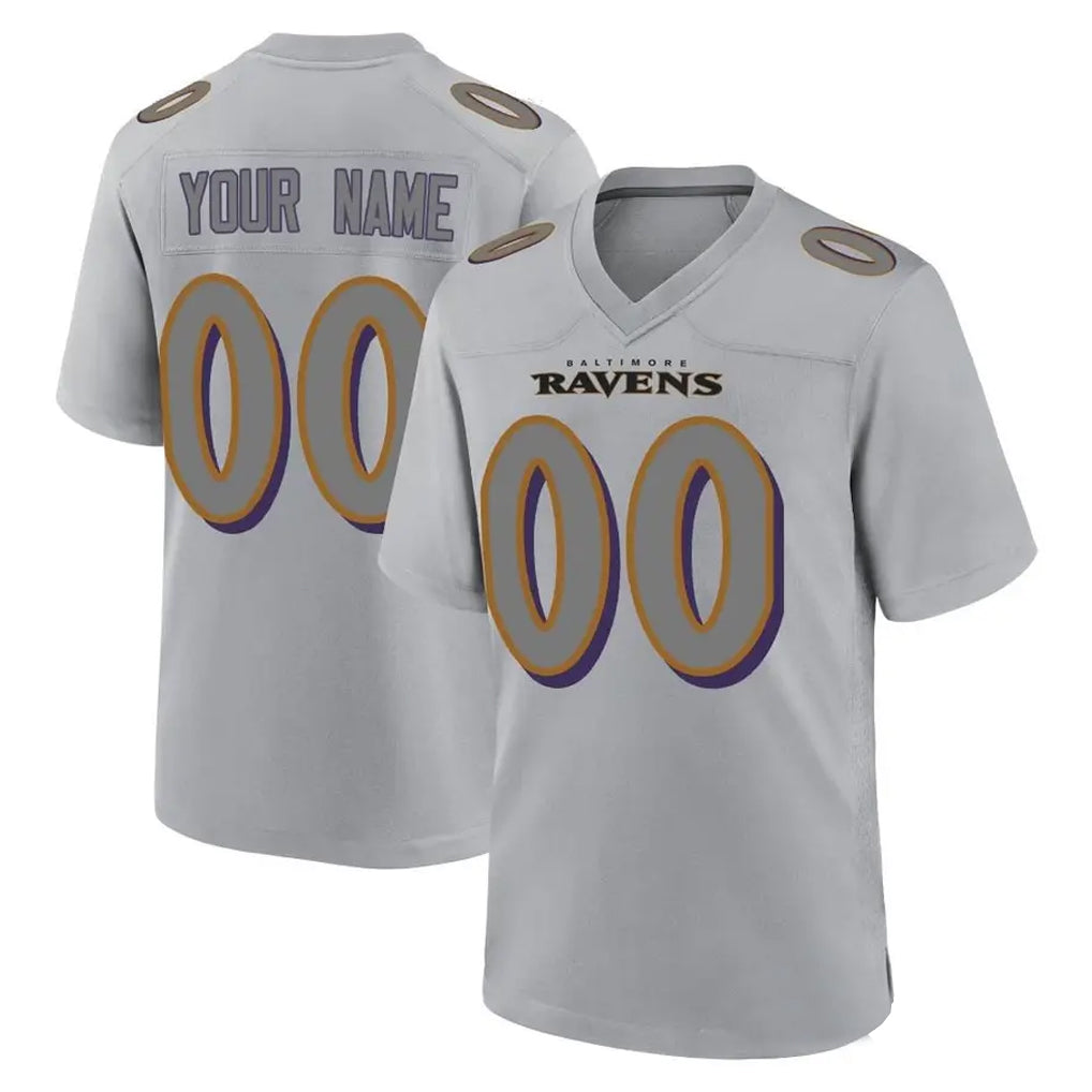 Perkns Custom B.Ravens Gray Replica Game Any Name & Numbers Stitched Jerseys