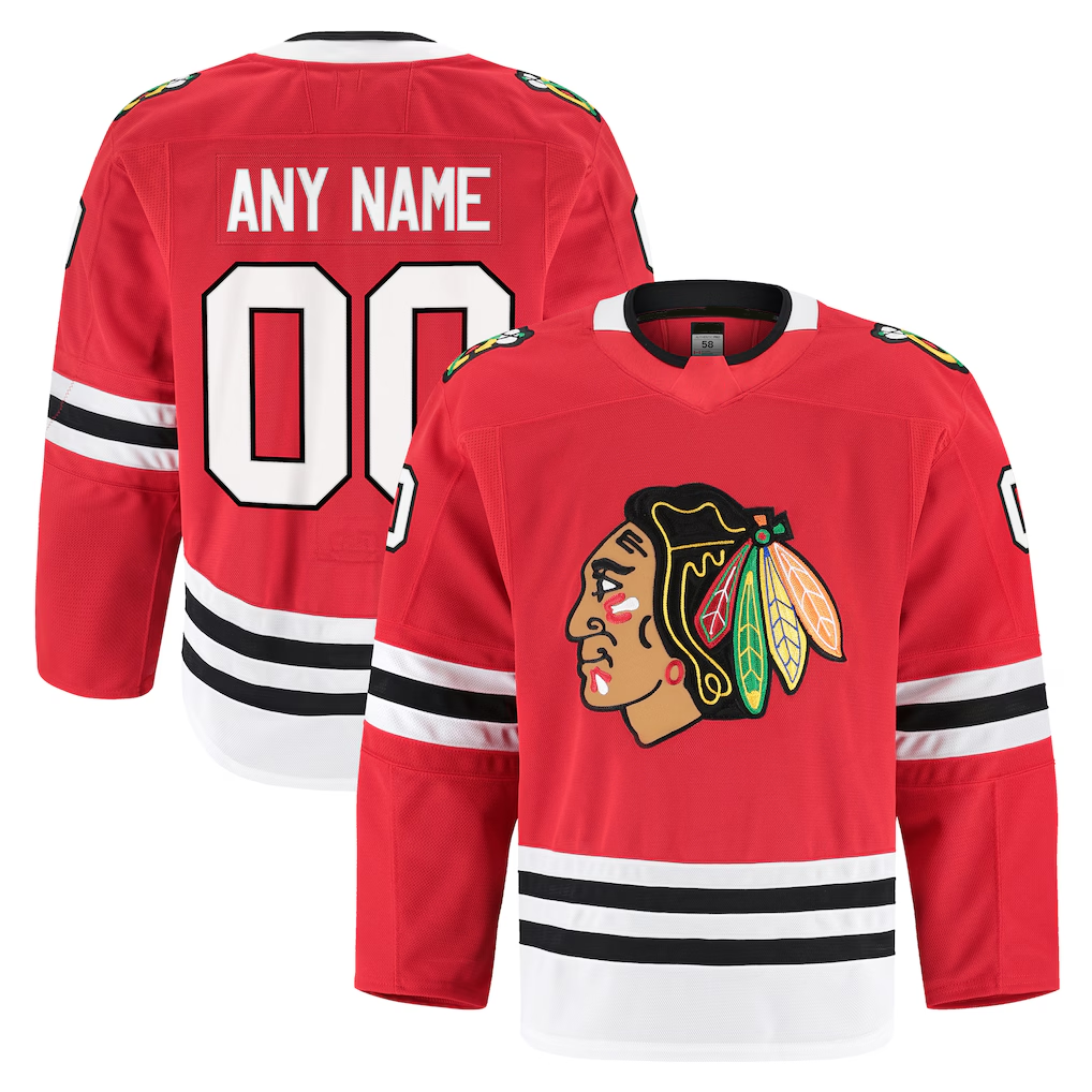 Perkns Custom C.Blackhawks Red Home Authentic Pro Jerseys