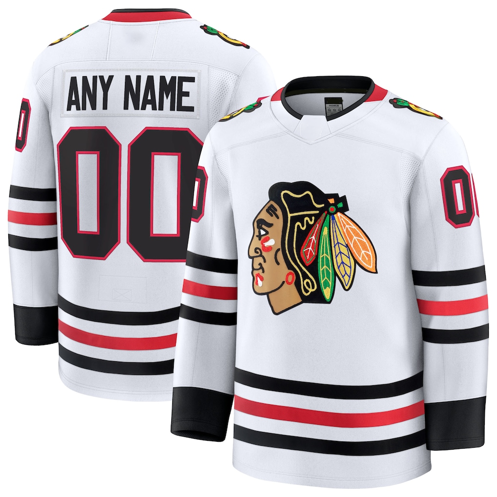 Perkns Custom C.Blackhawks White Away Premium Jerseys