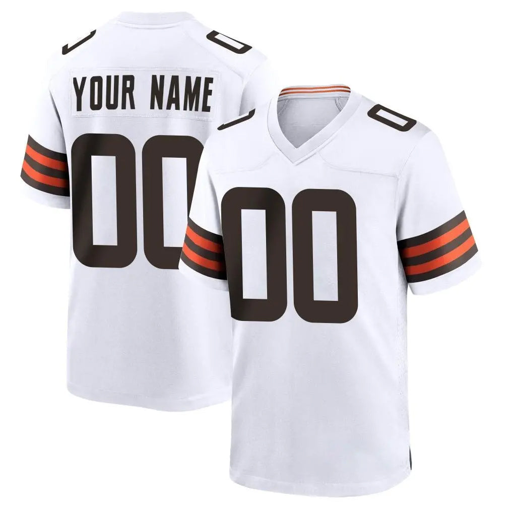 Perkns Custom C.Browns White Home Game Any Name & Numbers Stitched Jerseys