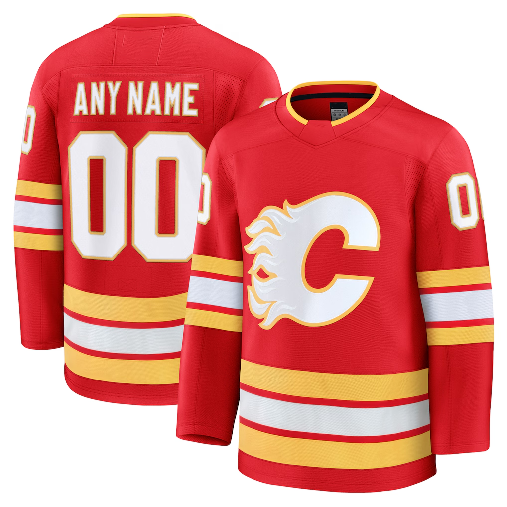 Perkns Custom C.Flames Red Home Premium Jerseys