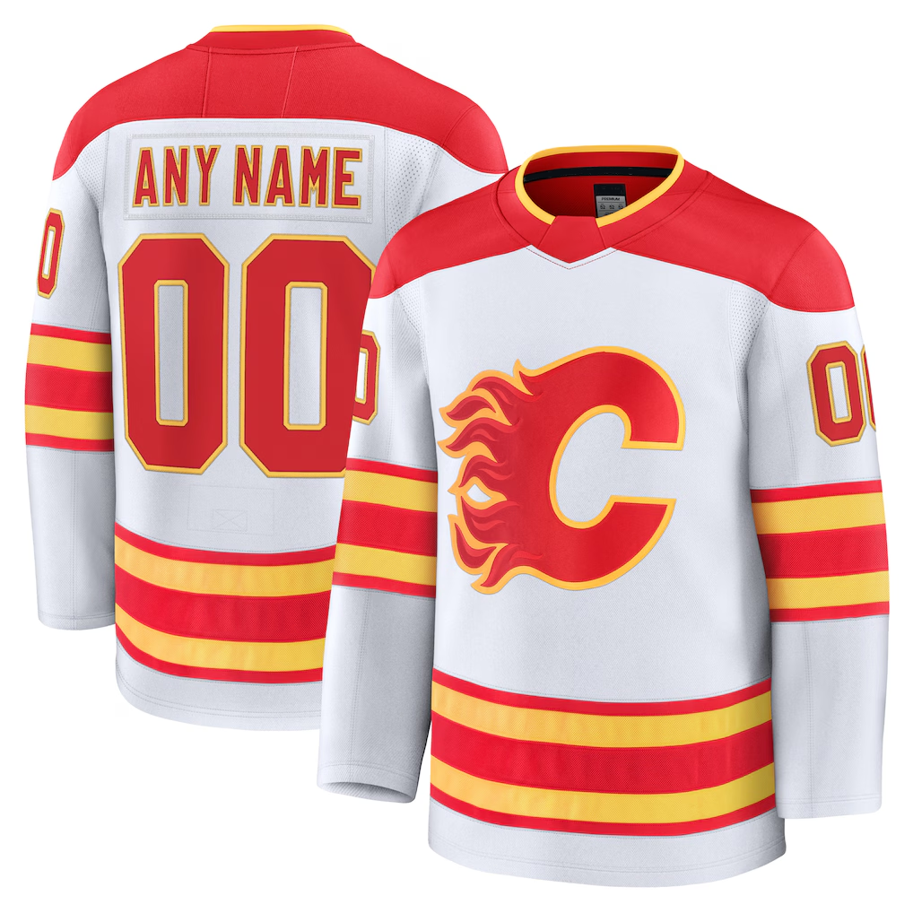 Perkns Custom C.Flames White Away Premium Jerseys