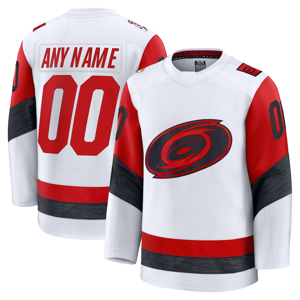 Perkns Custom C.Hurricanes White Away Premium Stitched Jerseys