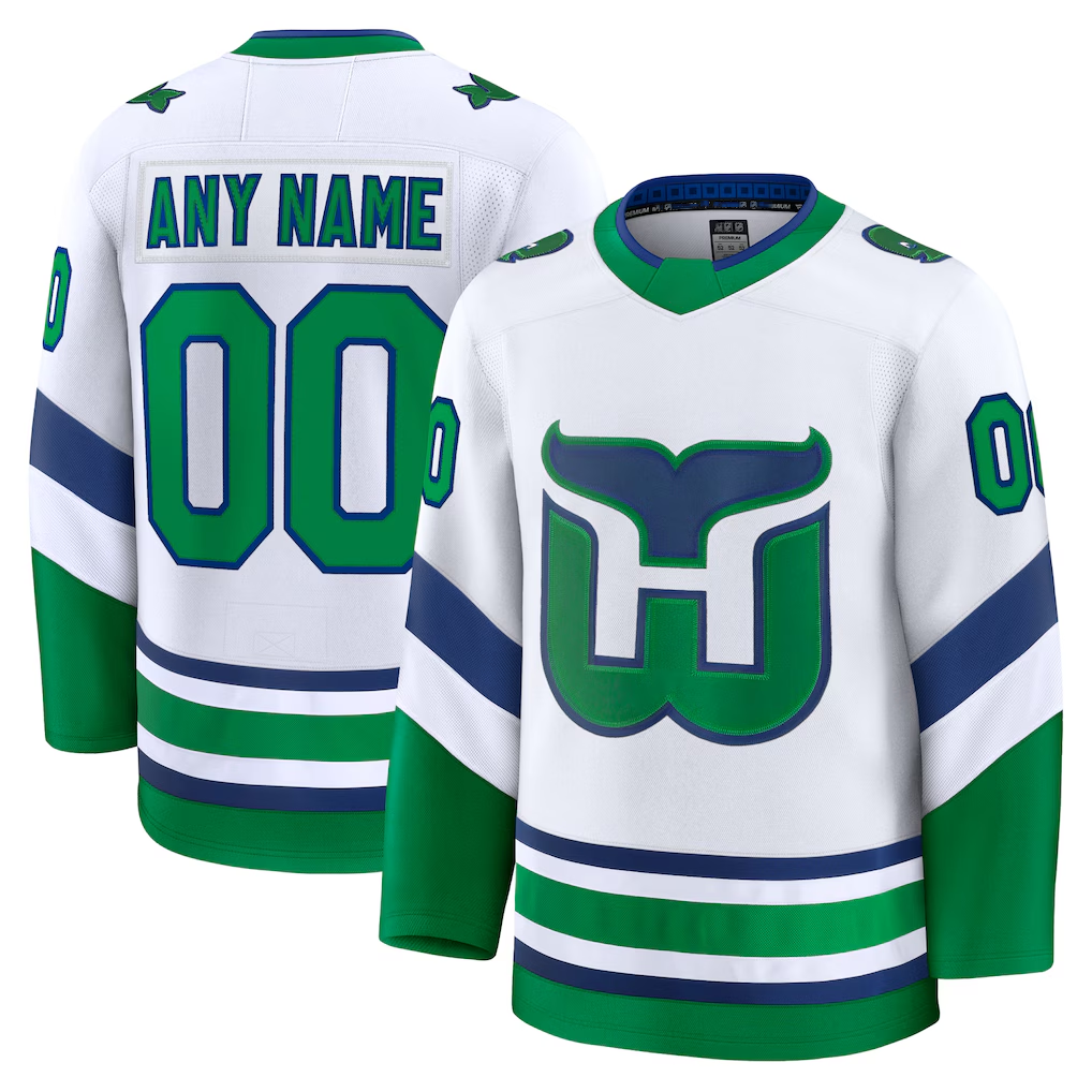 Perkns Custom C.Hurricanes White Throwback Premium Stitched Jerseys