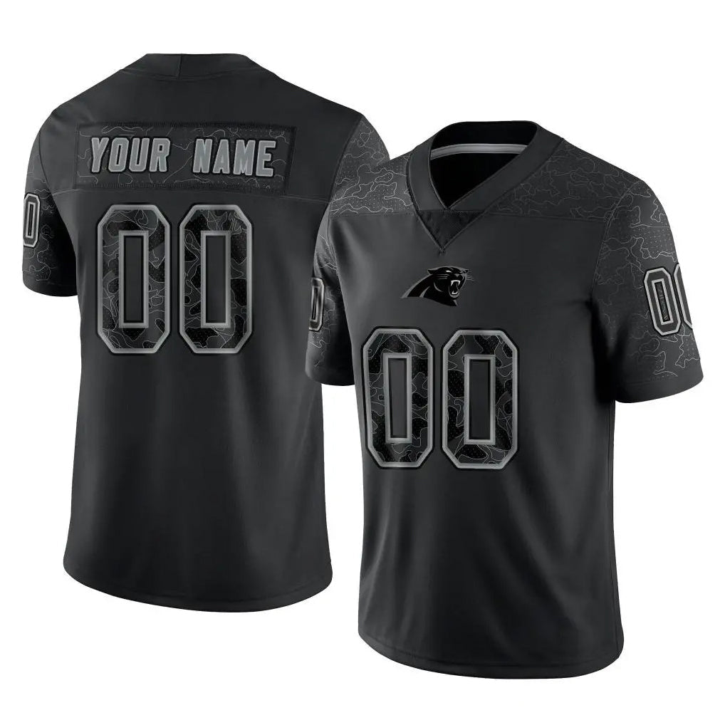 Perkns Custom C.Panthers Black Limited Reflective Game Any Name & Numbers Stitched Jerseys
