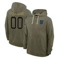Perkns Custom C.Panthers Olive Salute to Service Hoodies Game Any Name & Numbers Stitched Jerseys