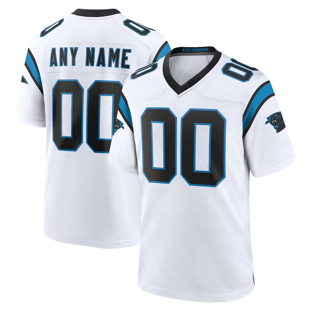 Perkns Custom C.Panthers White Home Game Any Name & Numbers Stitched Jerseys