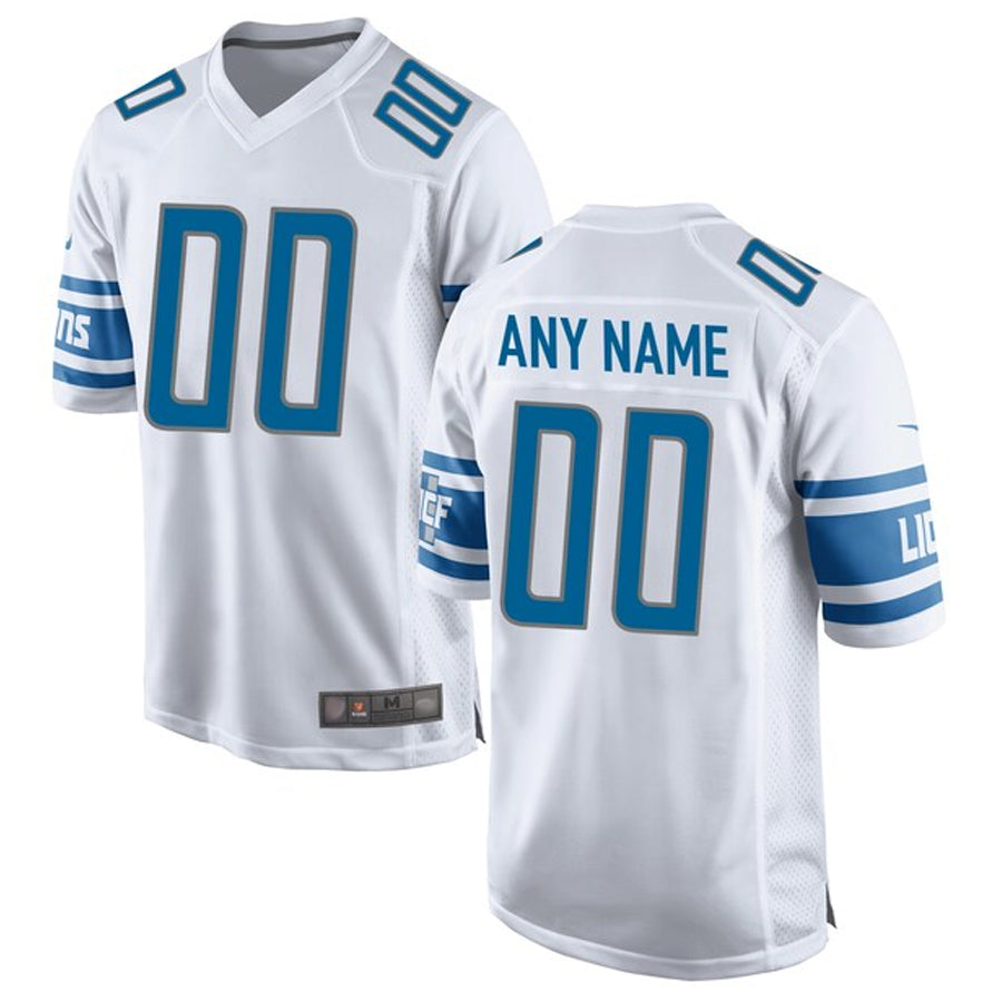 Perkns Custom D.Lions White Replica Game Stitched Jerseys