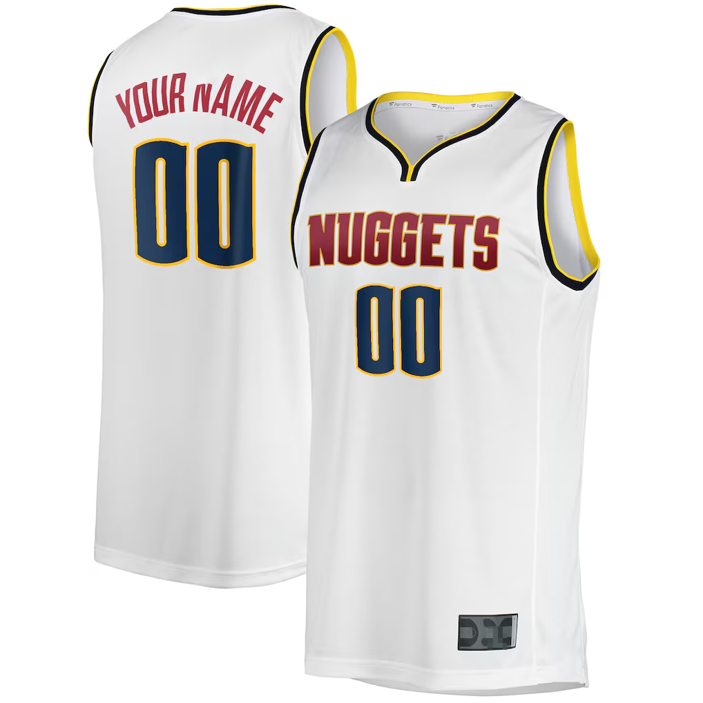Perkns Custom D.Nuggets White Fast Break Replica Jerseys - Association Edition