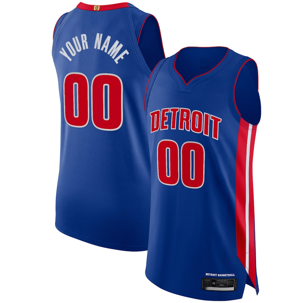 Perkns Custom D.Pistons Blue Authentic Jerseys - Icon Edition