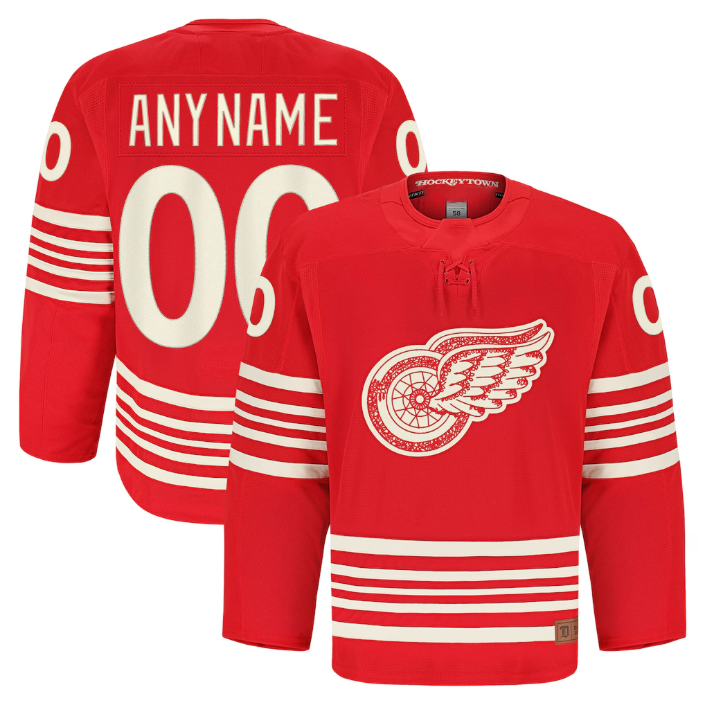 Perkns Custom D.Red wings Red Anniversary Authentic Pro Jerseys