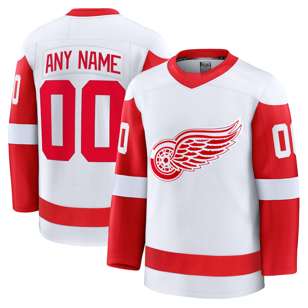 Perkns Custom D.Red wings White Away Premium Jerseys