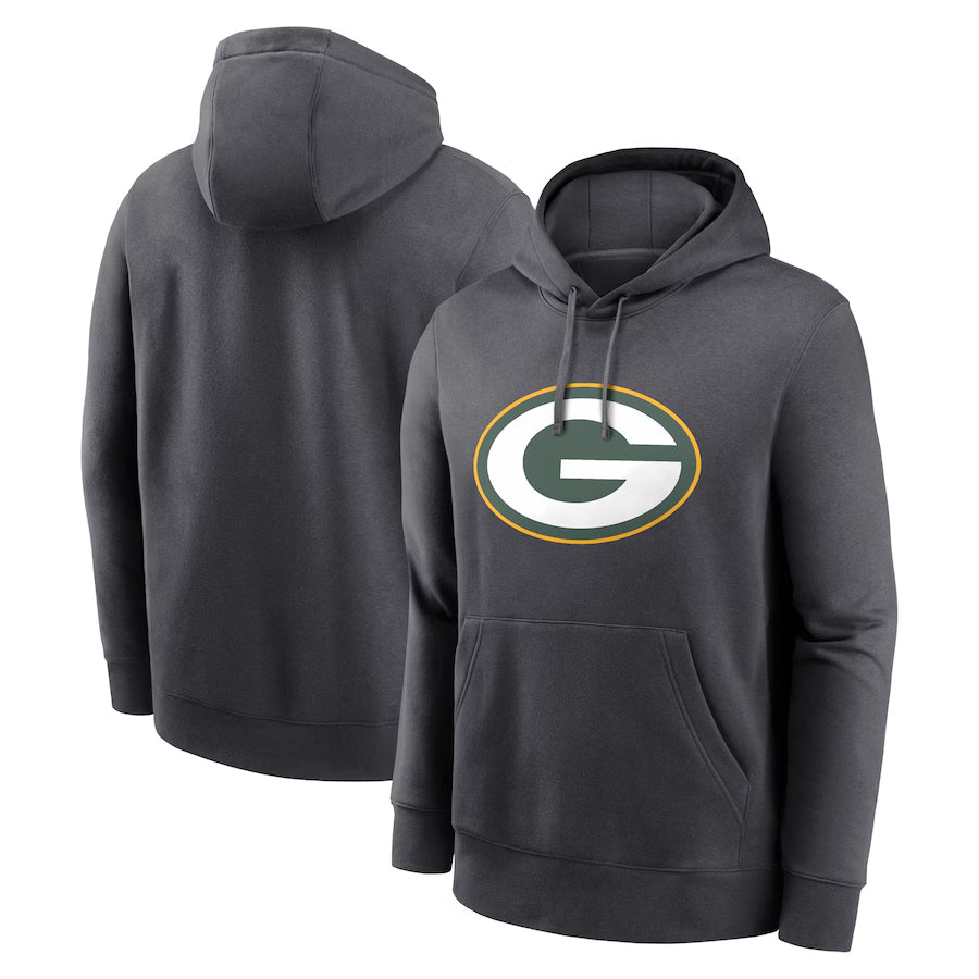 Perkns Custom GB.Packers Anthracite Pullover Hoodie Game Stitched Jerseys