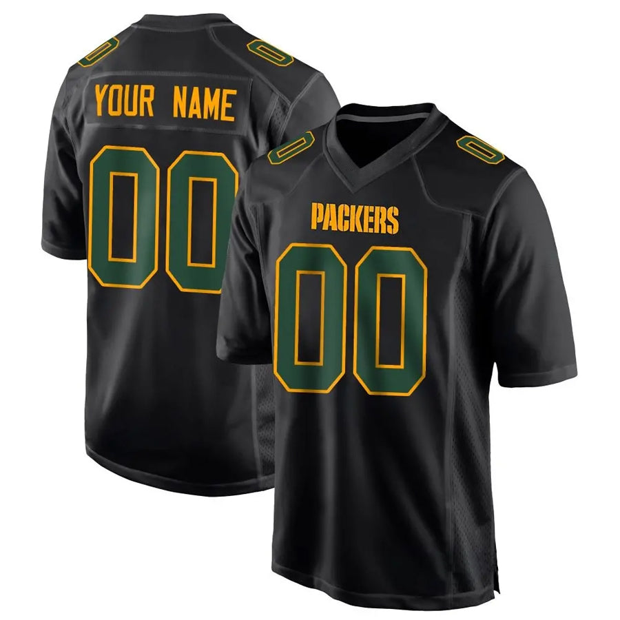 Perkns Custom GB.Packers Black Fashion Game Stitched Jerseys