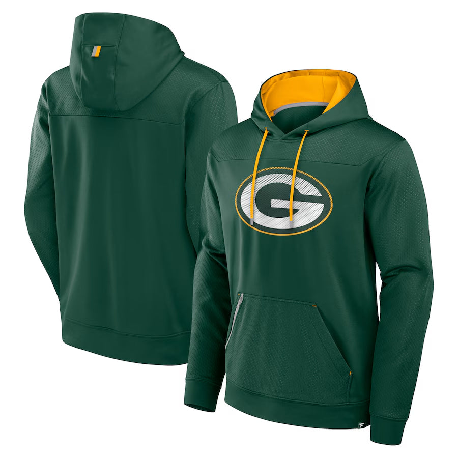 Perkns Custom GB.Packers Green Defender Pullover Hoodie Game Stitched Jerseys