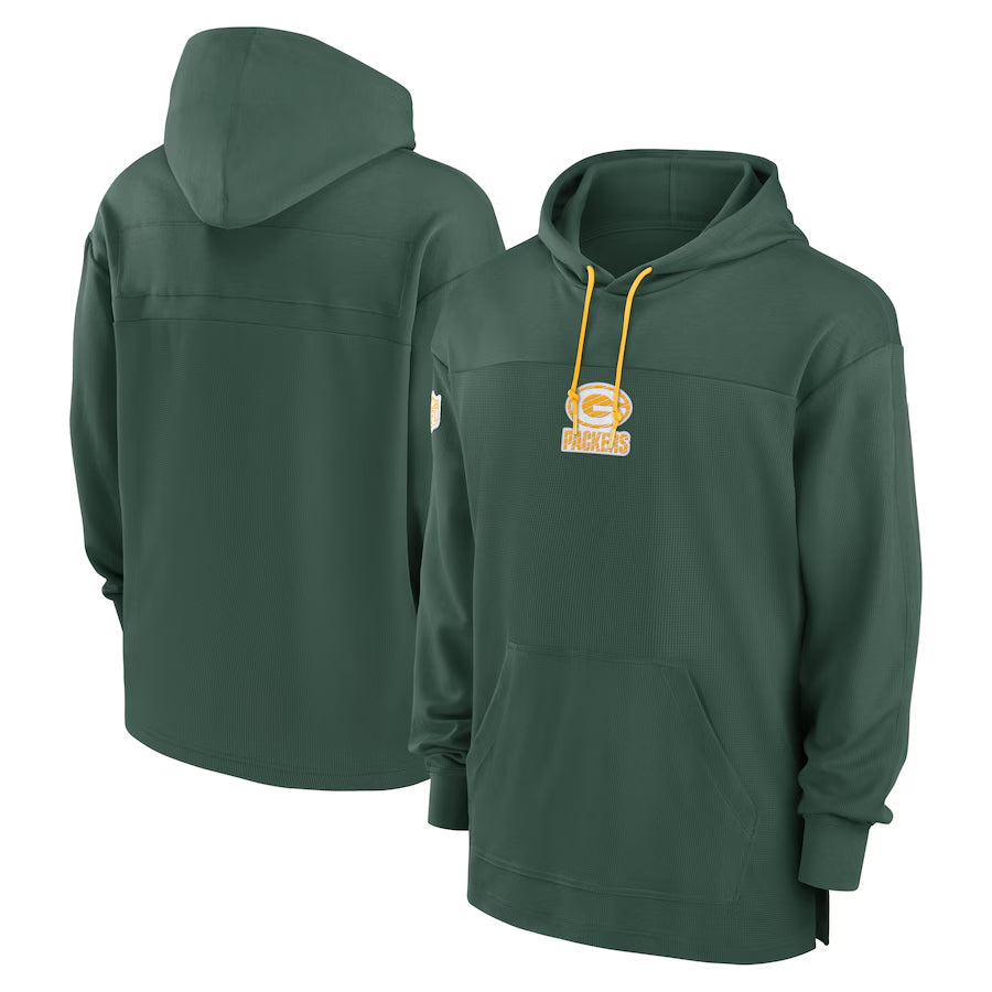Perkns Custom GB.Packers Green Sideline Pullover Hoodie Stitched Jerseys