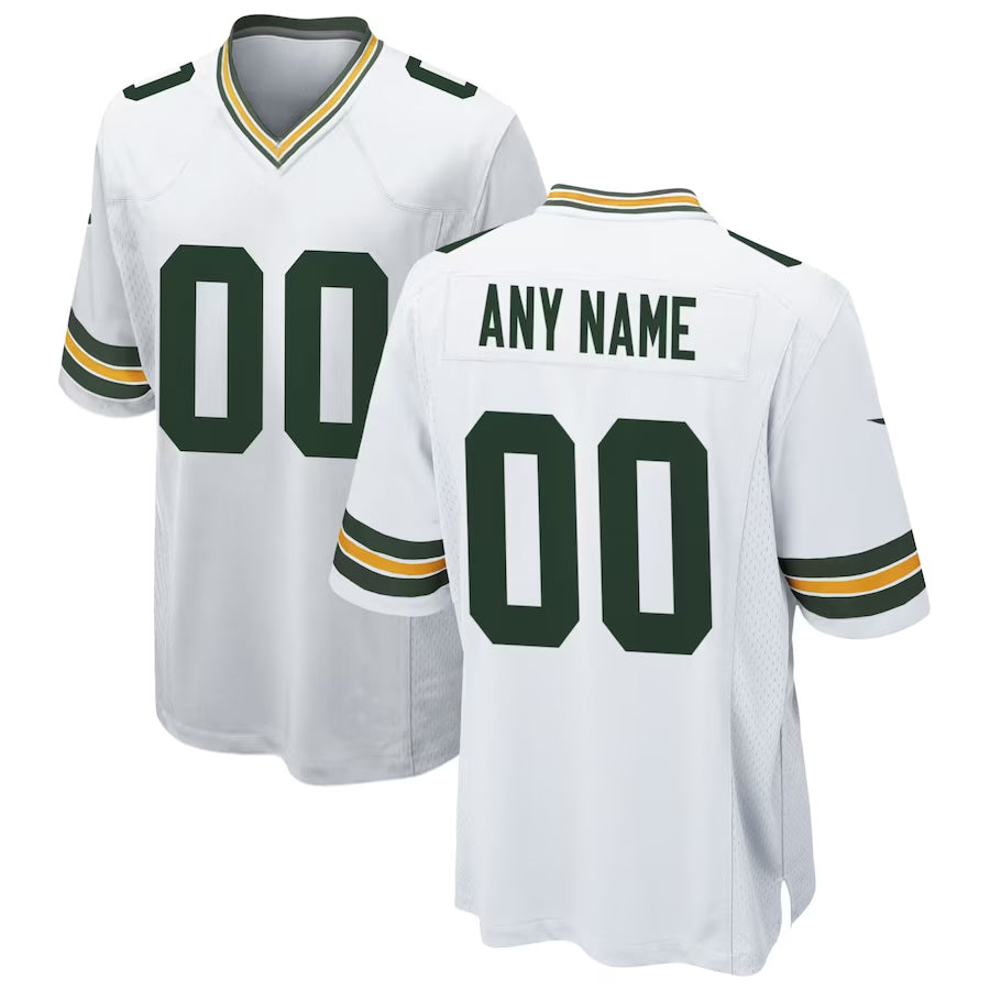 Perkns Custom GB.Packers White Home Game Stitched Jerseys