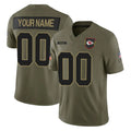 Perkns Custom KC.Chiefs Olive 2025 Salute To Service Limited Game Any Name & Numbers Stitched Jerseys