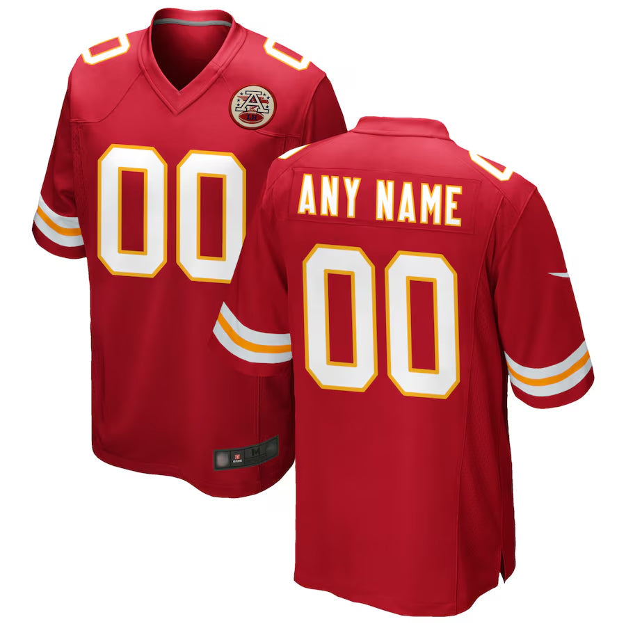 Perkns Custom KC.Chiefs Red Replica Game Stitched Jerseys