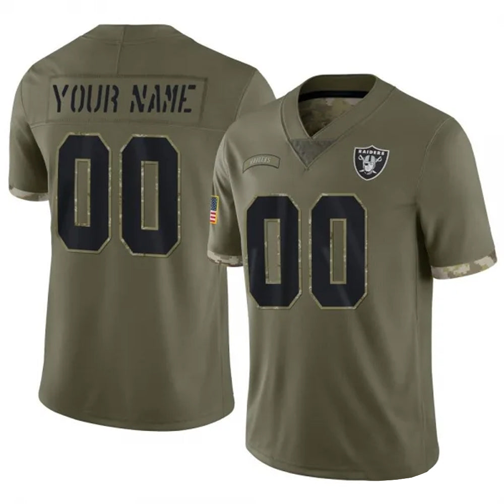 Perkns Custom LV.Raiders  Salute To Service Olive Stitched Jerseys