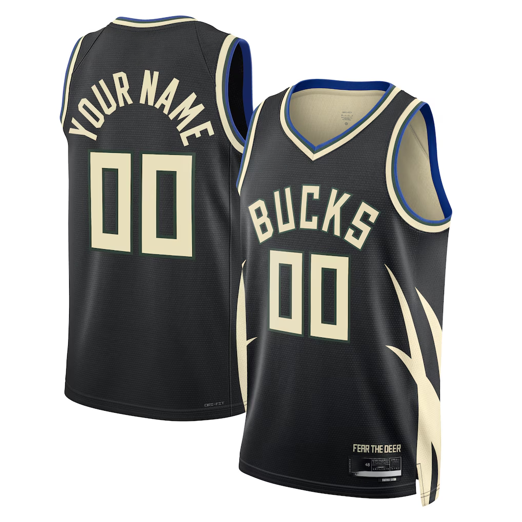 Perkns Custom M.Bucks Black 2022-23 Swingman Jerseys - Statement Edition