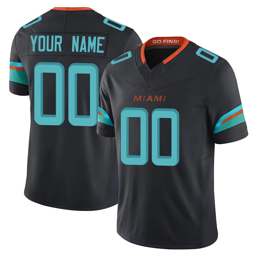 Perkns Custom M.Dolphins Black Limited Pitch Rivalries Collection Home Game Any Name & Numbers Stitched Jerseys