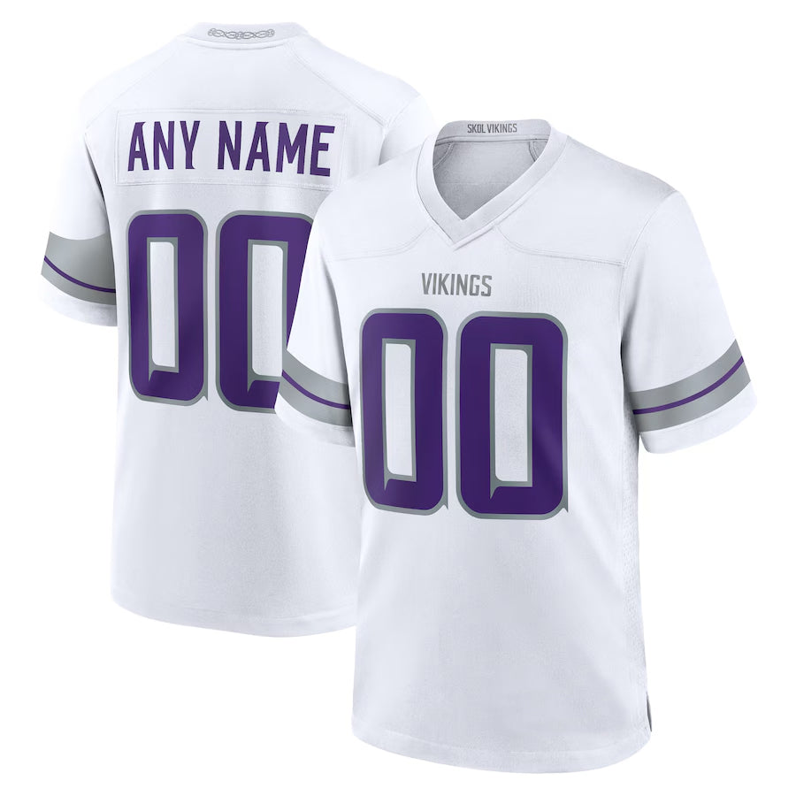 Perkns Custom MN.Vikings White Alternate Game Stitched Jerseys