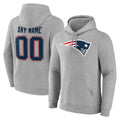 Perkns Custom NE.Patriots Gray LOGO Pullover Hoodies Home Game Any Name & Numbers Stitched Jerseys