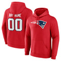Perkns Custom NE.Patriots Red LOGO Pullover Hoodies Home Game Any Name & Numbers Stitched Jerseys