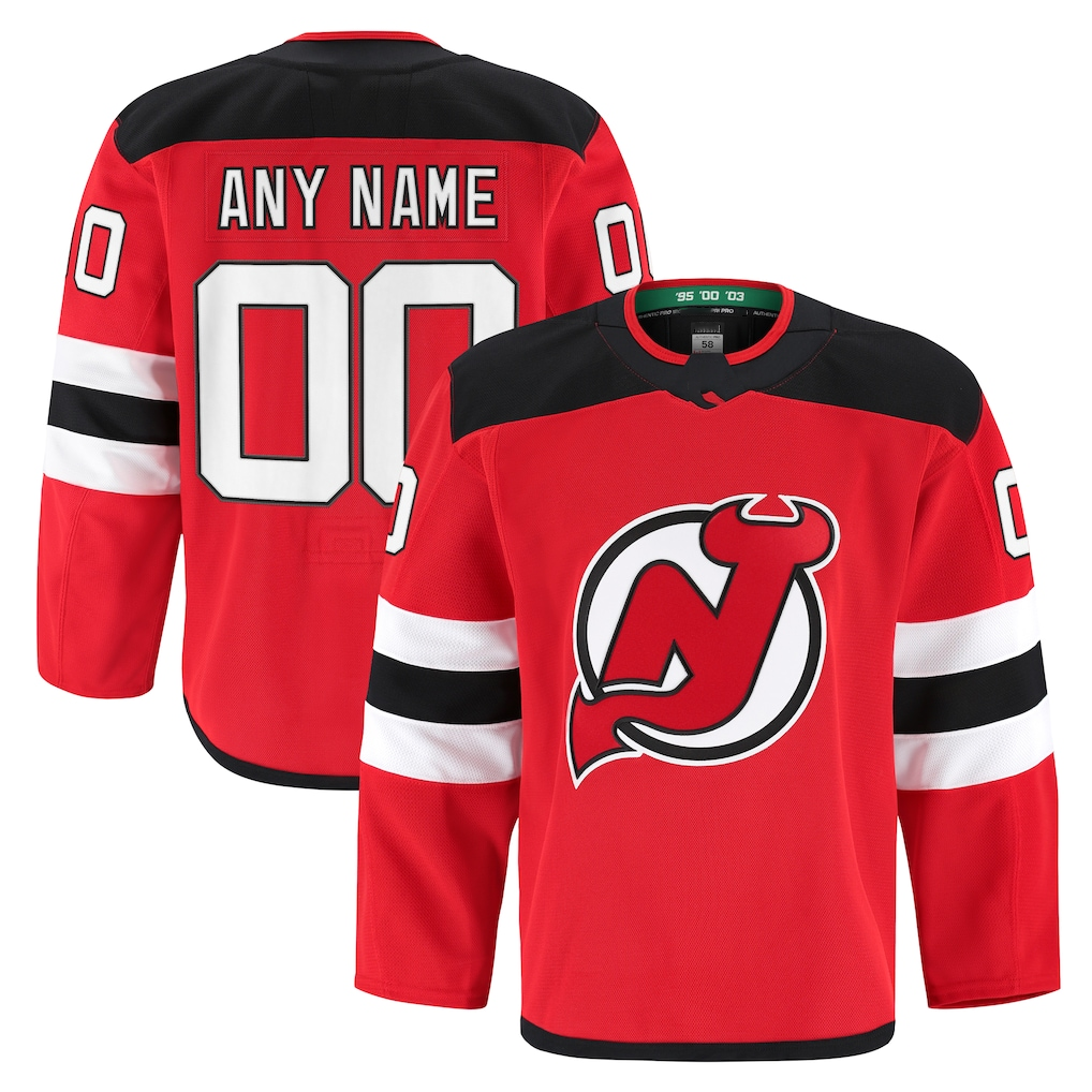 Perkns Custom N.Jersey Devils Red Home Authentic Pro Jerseys