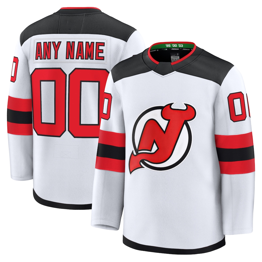 Perkns Custom N.Jersey Devils White Away Premium Jerseys