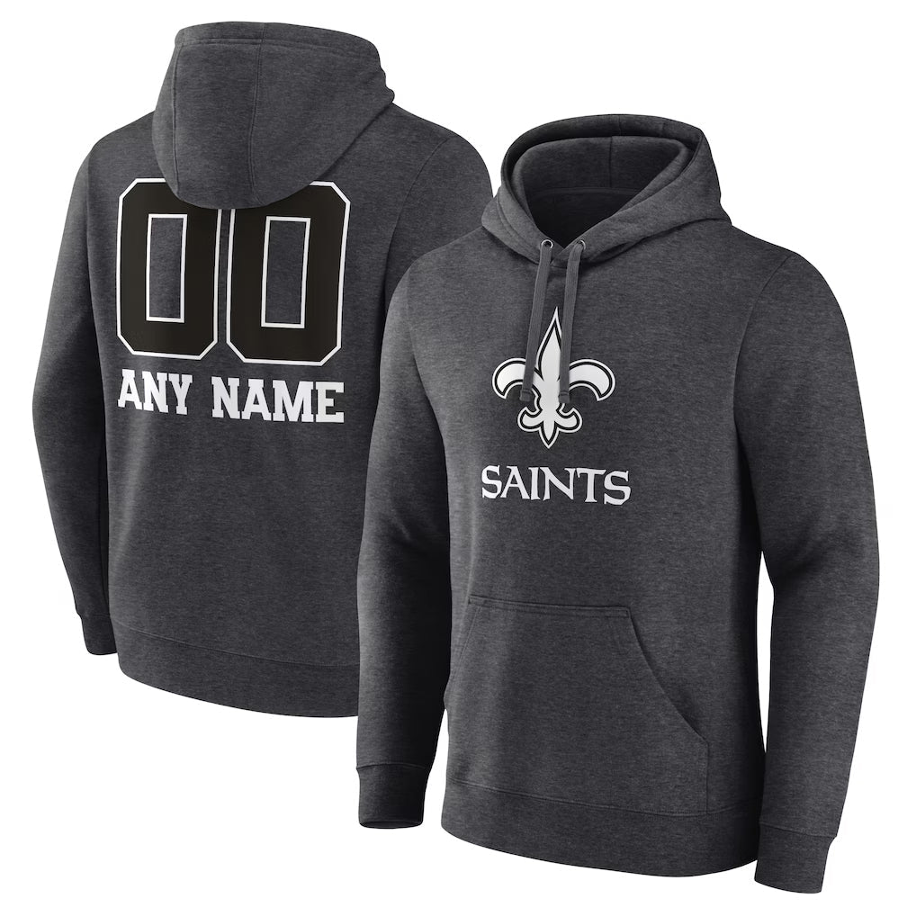 Perkns Custom NO.Saints Gray Pullover Hoodies Limited Any Name & Numbers  Stitched Jerseys