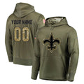 Perkns Custom NO.Saints Olive Salute to Service Pullover Hoodies Home Game Any Name & Numbers Stitched Jerseys