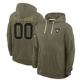 Perkns Custom NO.Saints Olive Salute to Service Pullover Hoodies Limited Any Name & Numbers Stitched Jerseys