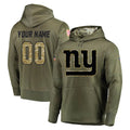 Perkns Custom NY.Giants Olive Salute to Service Pullover Hoodies Home Game Any Name & Numbers Stitched Jerseys