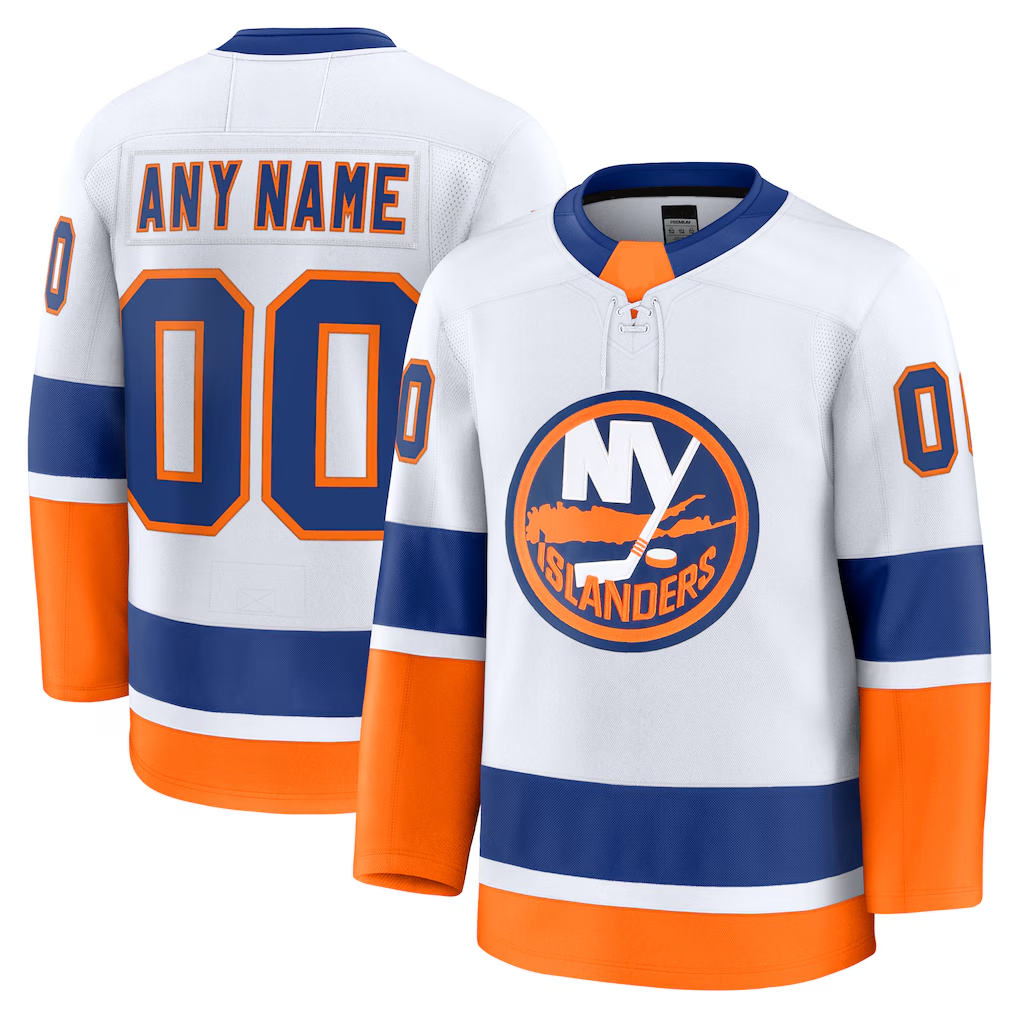 Perkns Custom NY.Islanders White Away Premium Jerseys