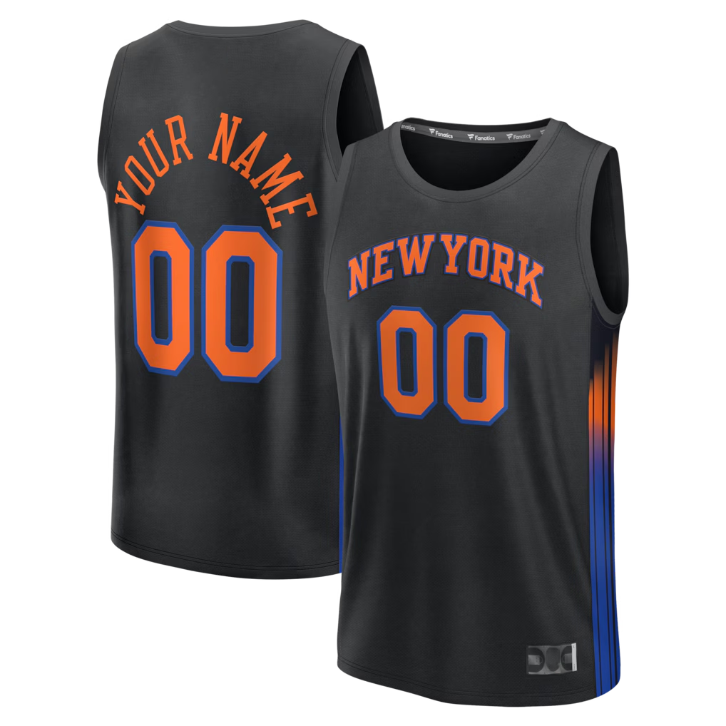 Perkns Custom NY.Knicks  Black Fast Break Jerseys - Icon Edition