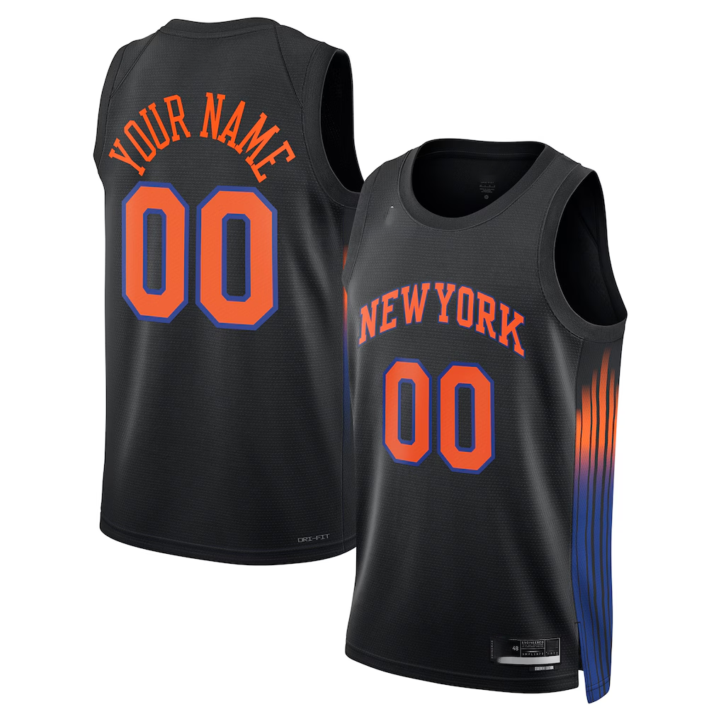 Perkns Custom NY.Knicks Black Swingman Jerseys - Statement Edition