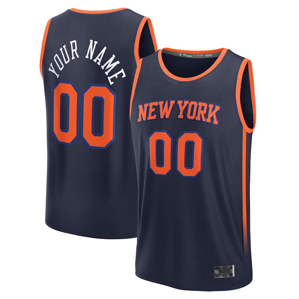 Perkns Custom NY.Knicks  Navy Fast Break Jerseys - Statement Edition