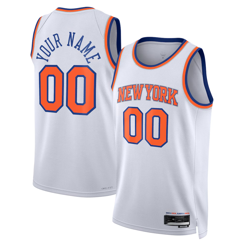 Perkns Custom NY.Knicks White Swingman Jerseys - Association Edition