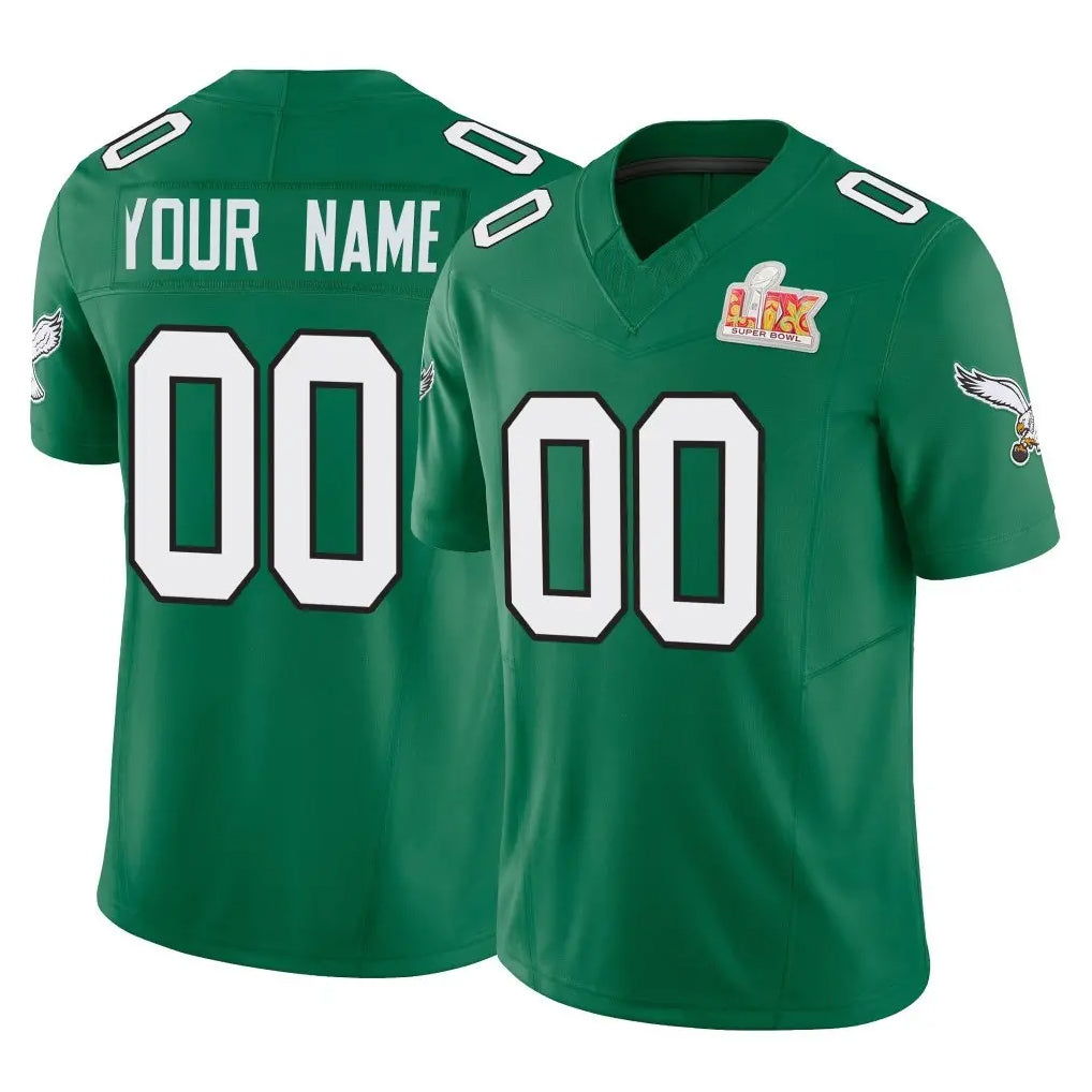 Perkns Custom P.Eagles Green Kelly Alternate Vapor F.U.S.E. Super Bowl LIX Home Game Any Name & Numbers Stitched Jerseys