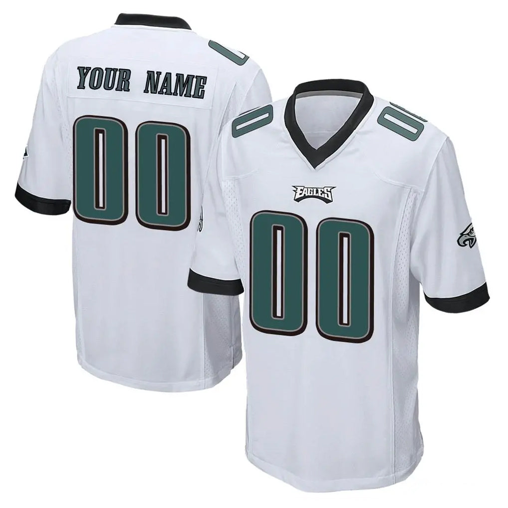Perkns Custom P.Eagles White Home Game Any Name & Numbers Stitched Jerseys