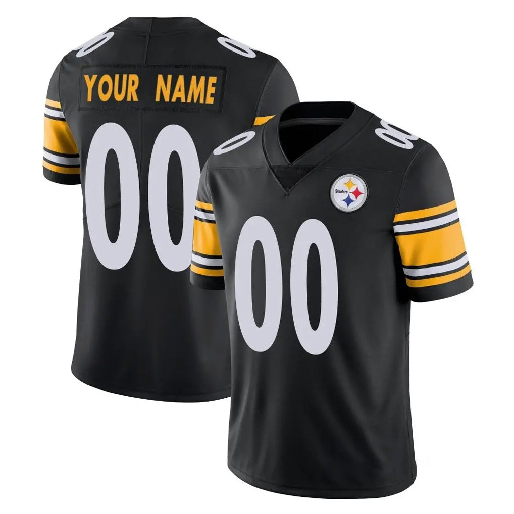 Perkns Custom P.Steelers Black Limited Vapor Untouchable Home Game Any Name & Numbers Stitched Jerseys