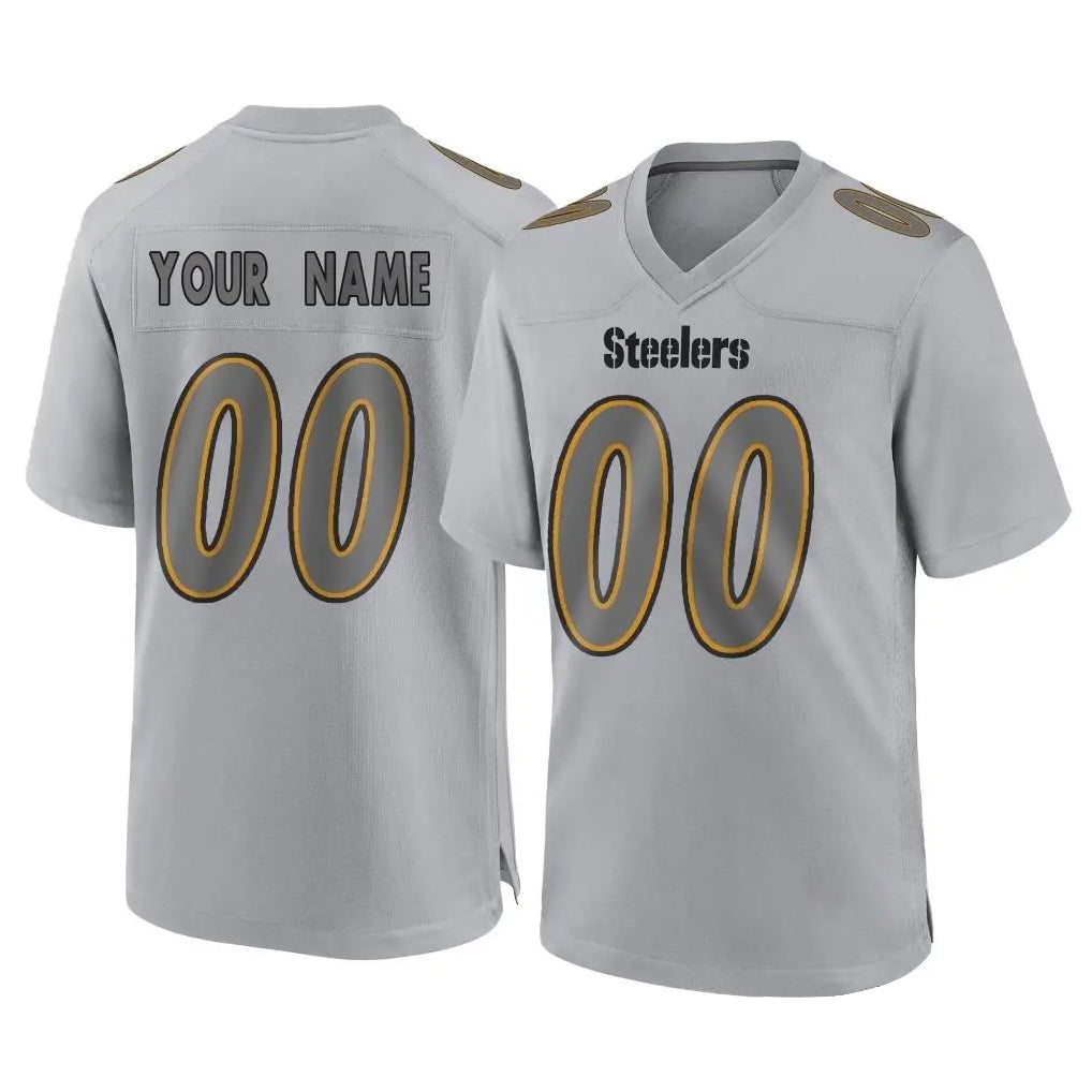 Perkns Custom P.Steelers Gray Atmosphere Fashion Home Game Any Name & Numbers Stitched Jerseys