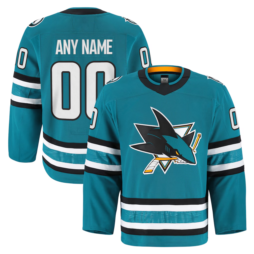 Perkns Custom S.Jose Sharks Teal Home Authentic Pro Jerseys