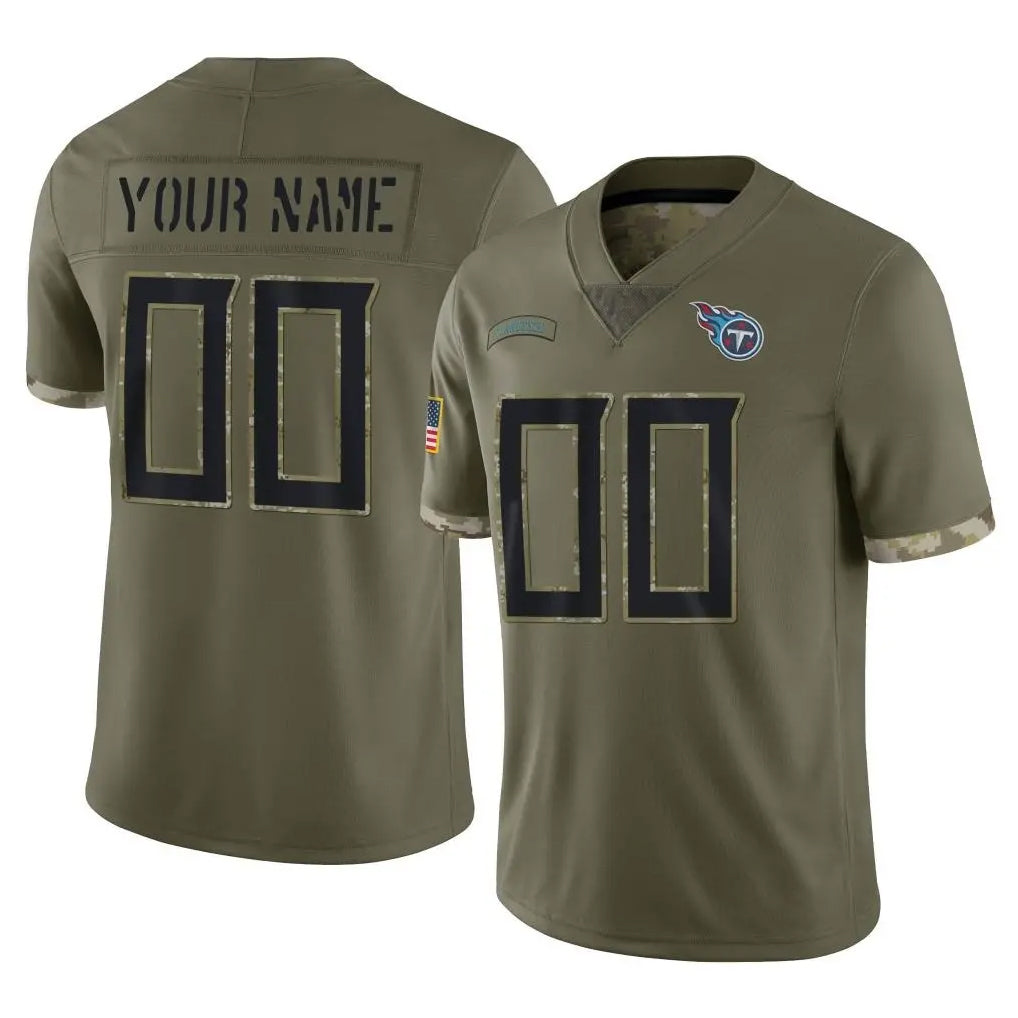 Perkns Custom T.Titans Olive Limited Salute to Service Home Game Any Name & Numbers Stitched Jerseys