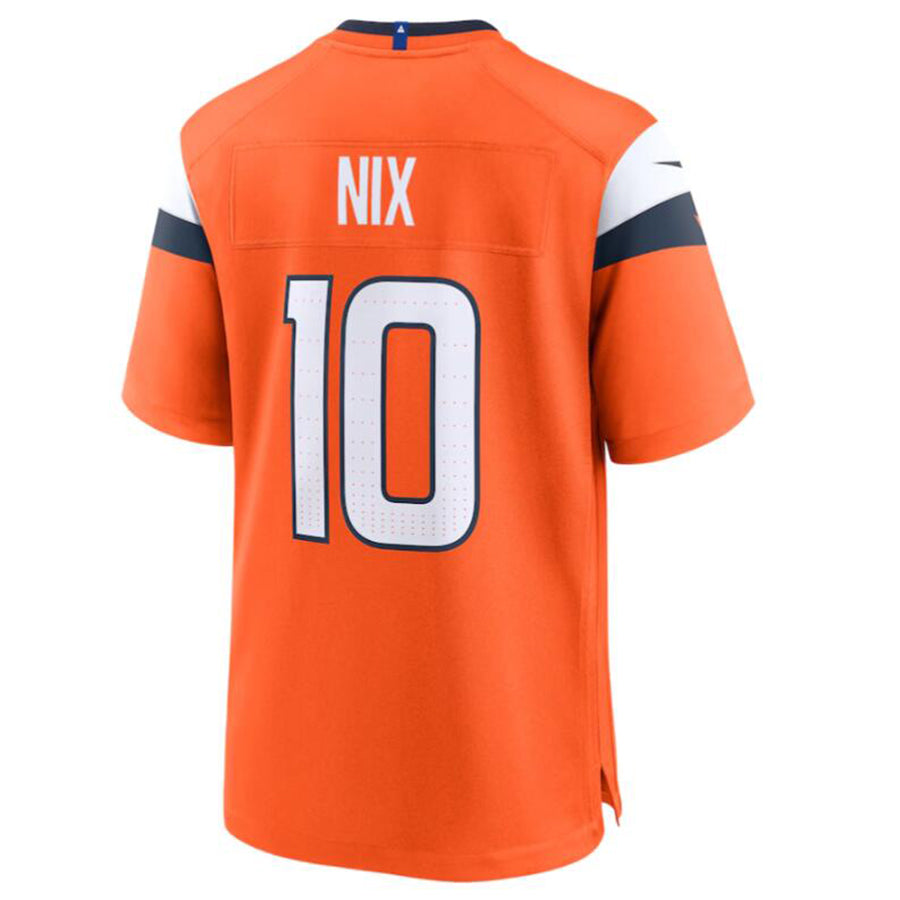 Perkns D.Broncos #10 Bo Nix Orange 2024 Draft First Round Pick Player Game Jersey American Stitched Jersey