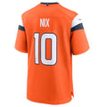 Perkns D.Broncos #10 Bo Nix Orange 2024 Draft First Round Pick Player Game Jersey American Stitched Jersey